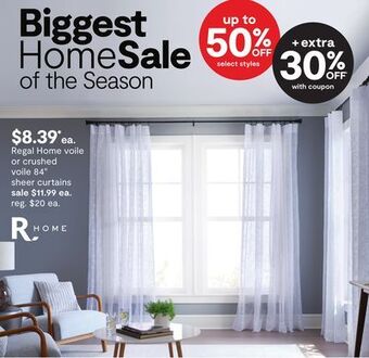 JC Penney Regal home voile or crushed voile 84 sheer curtains offer