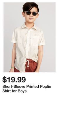 Old Navy Short-sleeve printed poplin shirt for boys offer