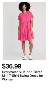 Old Navy Everywear slub-knit tiered mini t-shirt swing dress for women offer