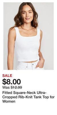Old Navy Fitted square-neck ultra-cropped rib-knit tank top for women offer
