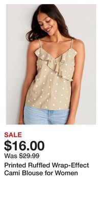 Old Navy Printed ruffled wrap-effect cami blouse for women offer