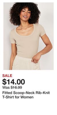 Old Navy Fitted scoop-neck rib-knit t-shirt for women offer