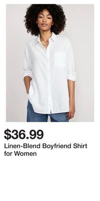 Old Navy Linen-blend boyfriend shirt for women offer