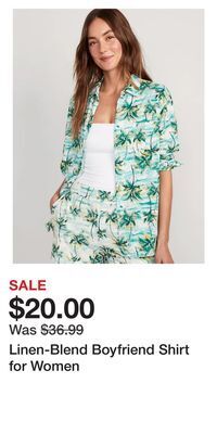 Old Navy Linen-blend boyfriend shirt for women offer