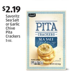 Aldi Savoritz sea salt or garlic chive pita crackers offer