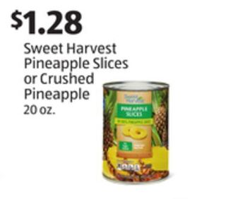 Aldi Sweet harvest pineapple slices or crushed pineapple offer