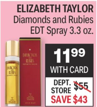 CVS Elizabeth taylor diamonds and rubies edt spray 3.3 oz. offer