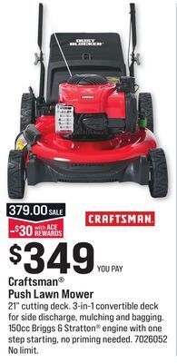 Ace Hardware Craftsman® push lawn mower offer