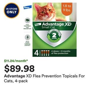 Petco Xd flea prevention topicals for cats, 4-pack offer