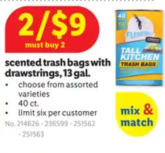 Lidl Scented trash bags with drawstrings, 13 gal. offer
