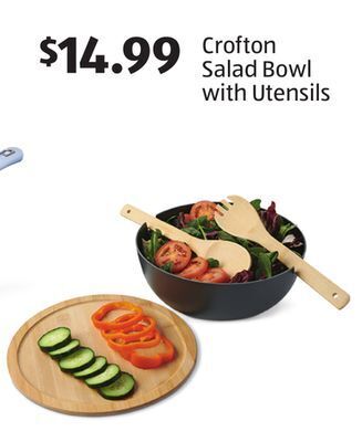 Aldi Crofton salad bowl with utensils offer
