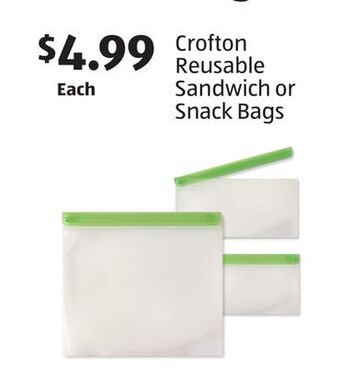 Aldi Crofton reusable sandwich or snack bags offer