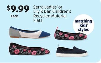 Aldi Serra ladies' or lily & dan children's recycled material flats offer