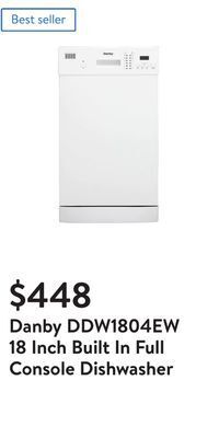 Walmart Danby ddw1804ew 18 inch built in full console dishwasher offer