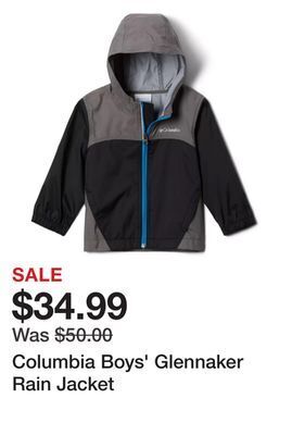 Dick's Sporting Goods Columbia boys' glennaker rain jacket offer
