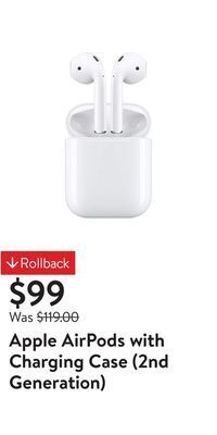 Walmart Apple airpods with charging case (2nd generation) offer