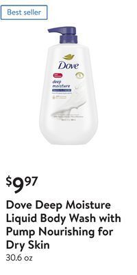 Walmart Dove deep moisture liquid body wash with pump nourishing for dry skin offer