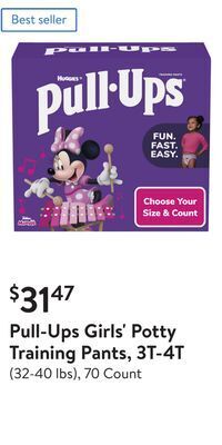 Walmart Pull-ups girls' potty training pants, 3t-4t offer