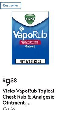 Walmart Vicks vaporub topical chest rub & analgesic ointment, over-the-counter medicine offer