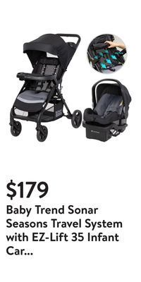 Walmart Baby trend sonar seasons travel system with ez-lift 35 infant car seat - journey black - black offer