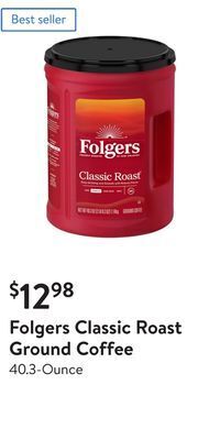 Walmart Folgers classic roast ground coffee offer