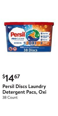 Walmart Persil discs laundry detergent pacs, oxi offer