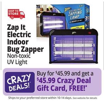 Ocean State Job Lot Zap it! electric indoor bug zapper with non-toxic attractant uv light and electric shock offer