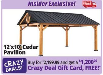 Ocean State Job Lot 12' x 10' cedar framed pavilion offer