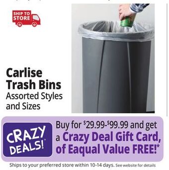 Ocean State Job Lot Carlise trash bins offer