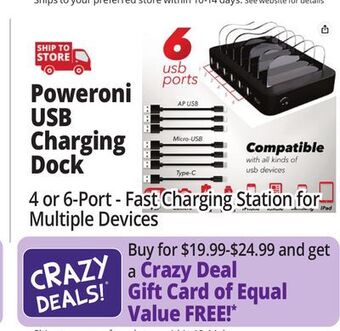 Ocean State Job Lot Poweroni usb charging dock offer