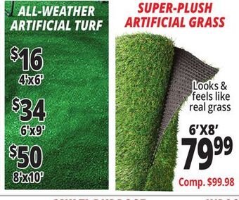 Ocean State Job Lot Super plush green artificial grass rug, 6' x 8' offer