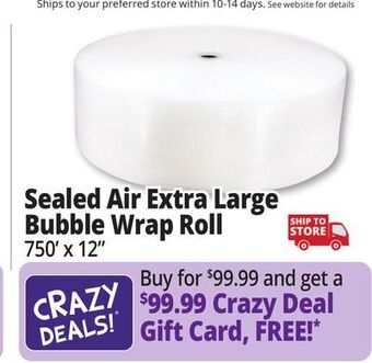 Ocean State Job Lot Sealed air extra large 750 ft. bubble wrap roll offer