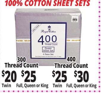 Ocean State Job Lot 100% cotton sheet sets offer