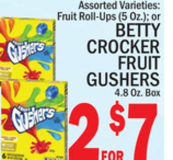 C Town Betty crocker fruit gushers 4.8 oz. box offer