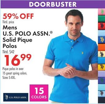 Boscov's Mens u.s. polo assn.® solid pique polos offer