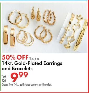 Boscov's 14kt. gold-plated earrings and bracelets offer