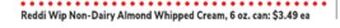 ACME Reddi wip non-dairy almond whipped cream offer