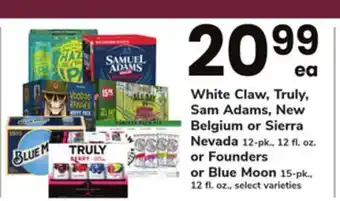 ACME White claw, truly, sam adams, new belgium or sierra nevada 12-pk., 12 fl. oz. or founders or blue moon 15-pk., 12 fl. oz. offer