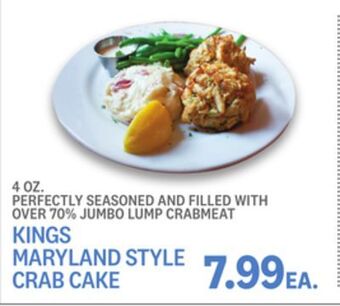 Kings Food Markets Kings maryland style crab cake offer