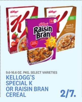 Kings Food Markets Kellogg's special k or raisin bran cereal offer