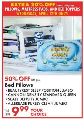 Boscov's Bed pillows offer