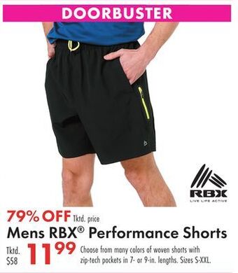 Boscov's Mens rbx® performance shorts offer