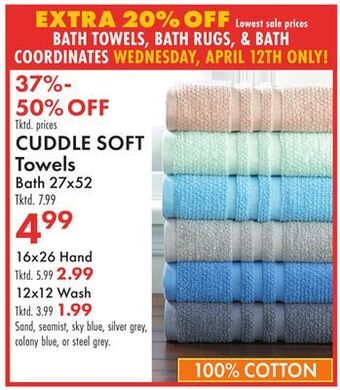 Boscov's Cuddle soft towels offer