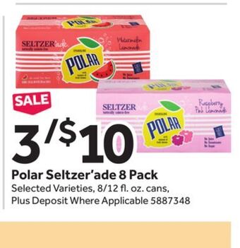 Stop&Shop Polar seltzer' ade 8 pack offer