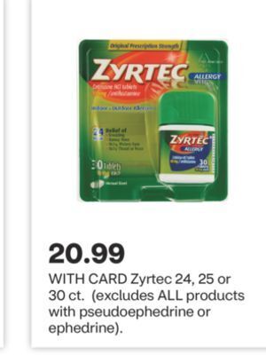 CVS Zyrtec 24, 25 or 30 ct. offer
