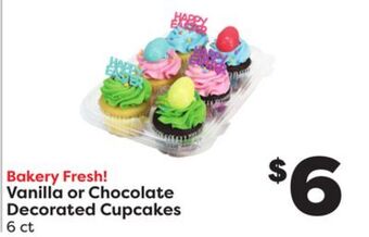 Weis Markets Vanilla or chocolate decorated cupcakes offer