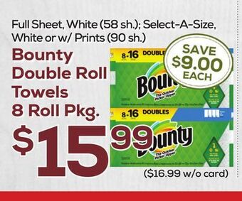 DeCicco & Sons Bounty double roll towels, 8 roll pkg. offer