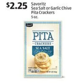 Aldi Savoritz Sea Salt or Garlic Chive Pita Crackers 5 oz offer