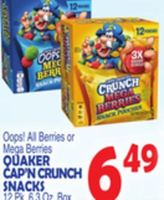 Bravo Supermarkets Quaker cap'n crunch snacks offer