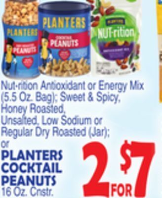 Bravo Supermarkets Planters cocktail peanuts 16 oz. cnstr offer